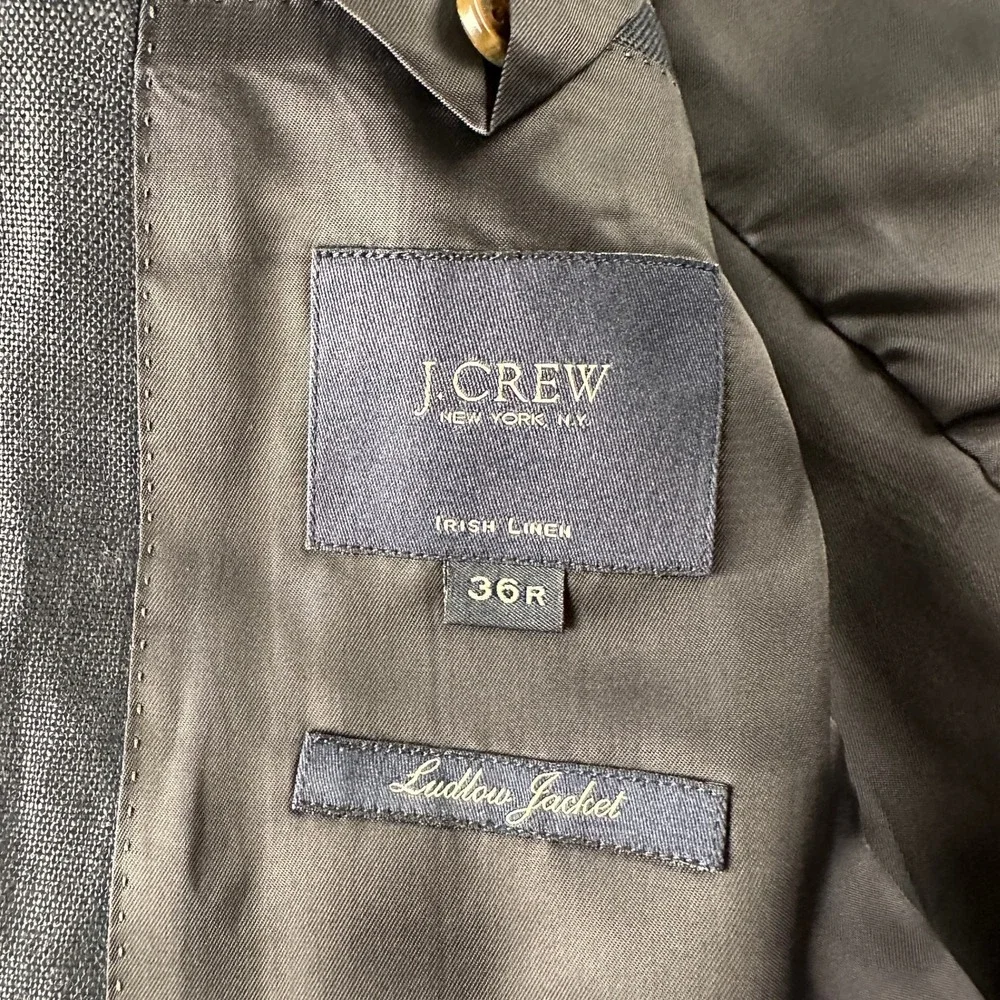 JCrew Ludlow Jacket Mens 36 Irish Linen Navy Two Button Sport‎ Coat Summer